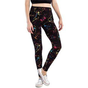 Splatter Neon Leggings - Neon Retro Rainbow Tights for Women